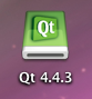Qt 4.4.3 disk image mounted on the desktop