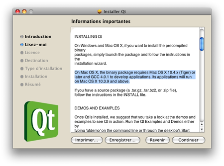 Installing Qt 4.4.3 on a Mac : information