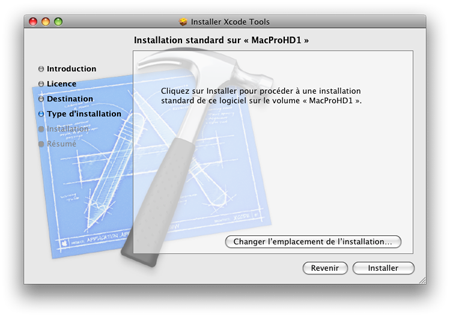 Xcode installation : writing files